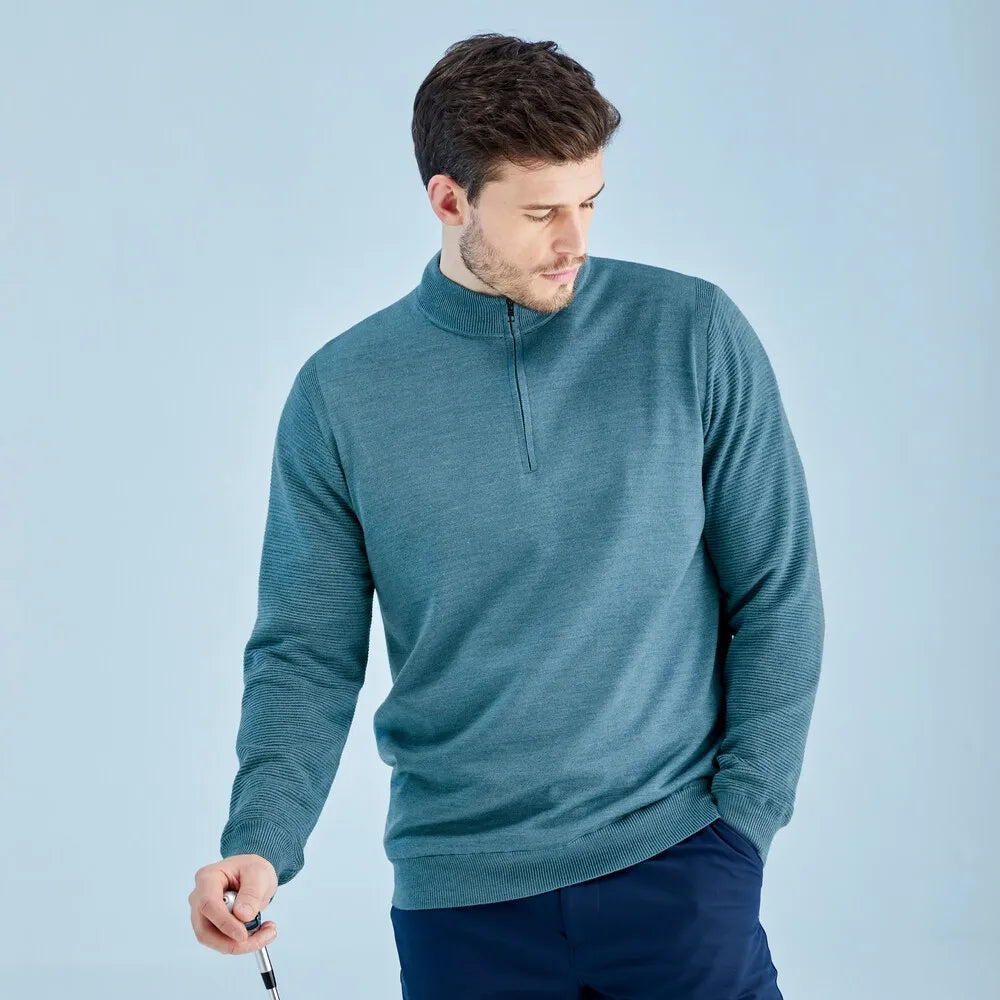 Croy Men's Lined Half Zip Sweater - Blue Fusion Marl