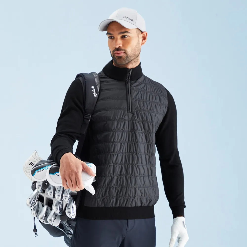 Connell Men's Hybrid Quarter Zip Sweater - Black