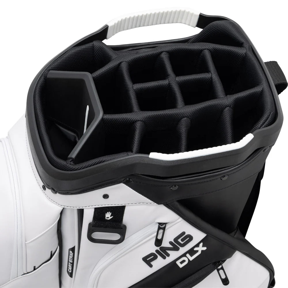 PING DLX 25 Cart Bag - White/Dark Grey/Blue