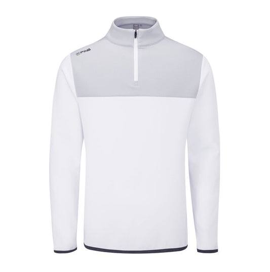 PING Kinver Men’s Quarter Zip Fleece - White/Pearl Grey