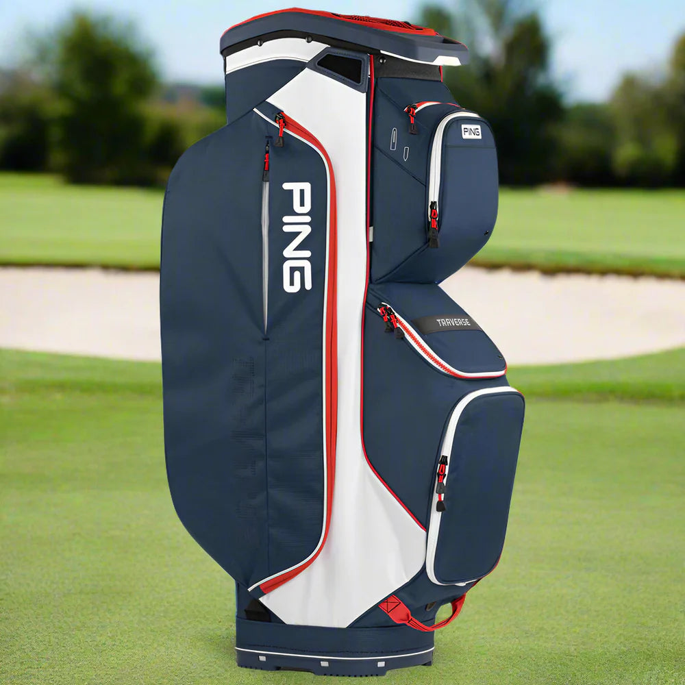 PING Traverse 25 Cart Bag - Navy/White/Red