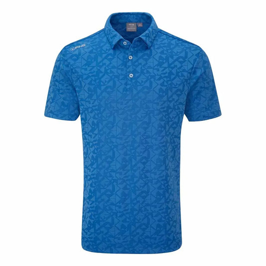 Geo Camo Men’s Polo Shirt - Tidal Blue