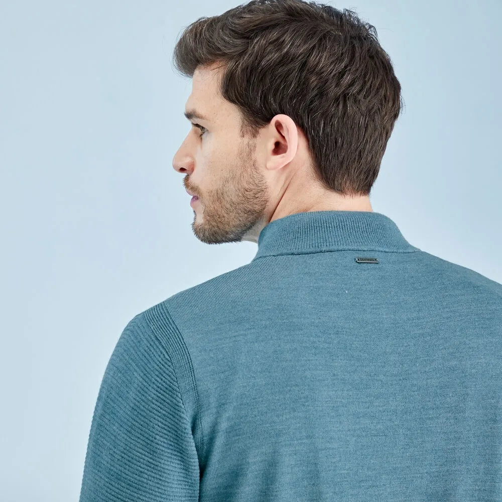 Croy Men's Lined Half Zip Sweater - Blue Fusion Marl