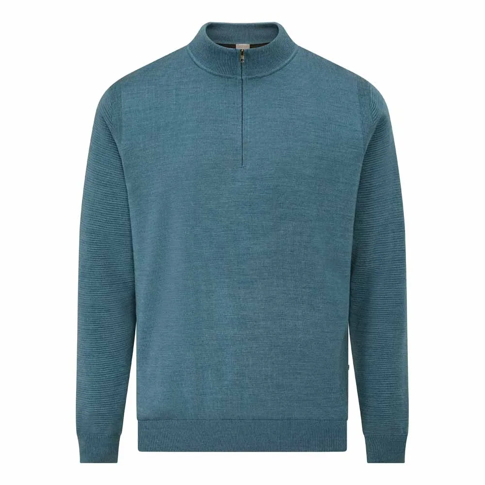 Croy Men's Lined Half Zip Sweater - Blue Fusion Marl