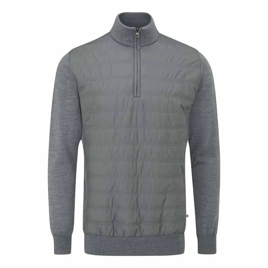 Connell Men's Hybrid Quarter Zip Sweater - French Grey Marl