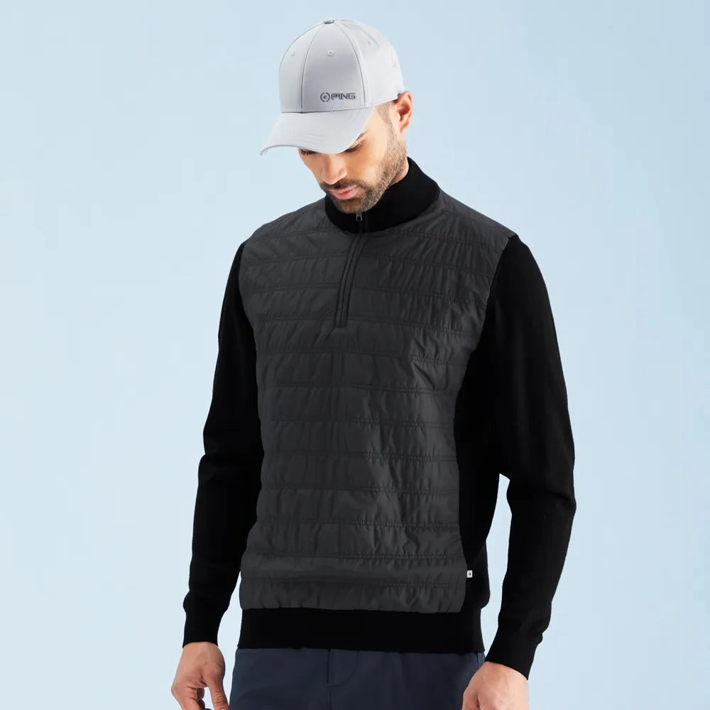 Connell Men's Hybrid Quarter Zip Sweater - Black