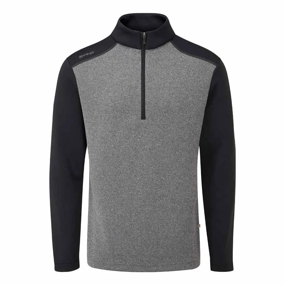 Ramsey Men's Half Zip Ribbed Fleece - Black Marl/Black