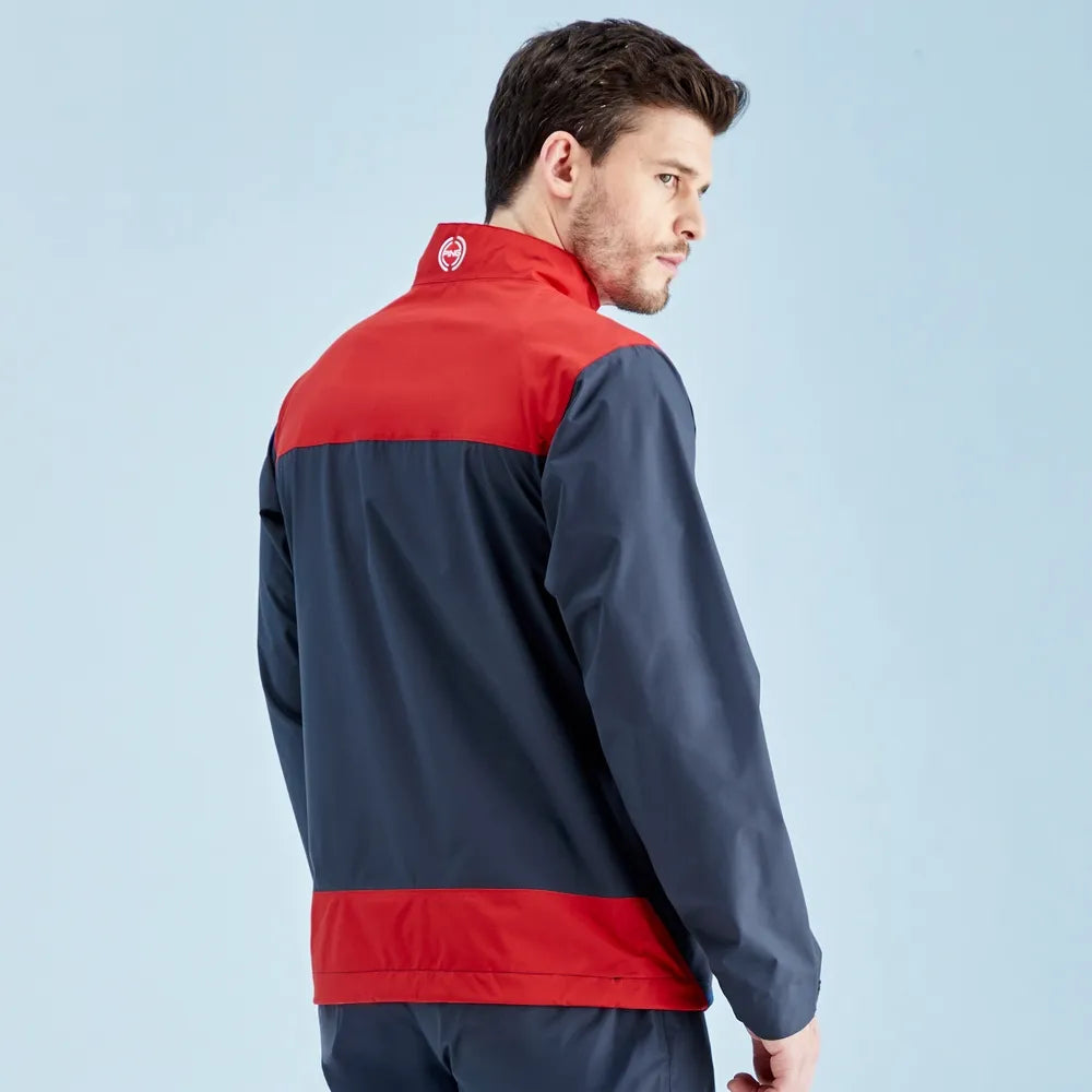 AquaDrive Men's Half Zip Waterproof Jacket - Oxford Blue/Classic Red