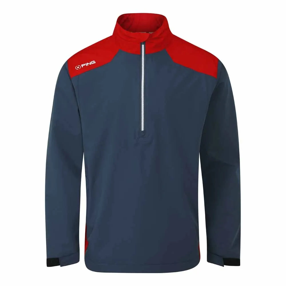 AquaDrive Men's Half Zip Waterproof Jacket - Oxford Blue/Classic Red