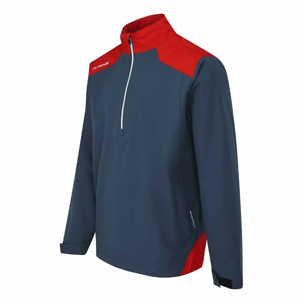 AquaDrive Men's Half Zip Waterproof Jacket - Oxford Blue/Classic Red