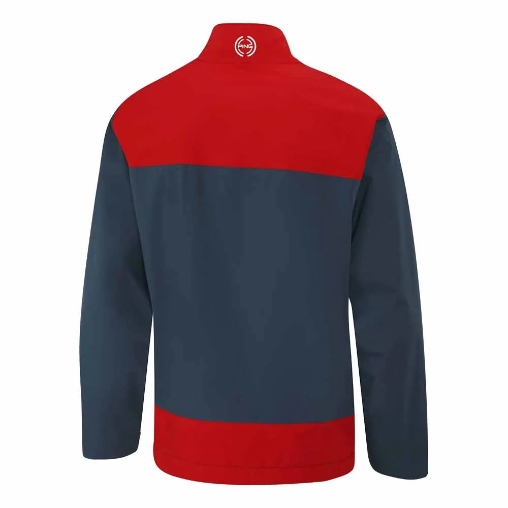 AquaDrive Men's Half Zip Waterproof Jacket - Oxford Blue/Classic Red