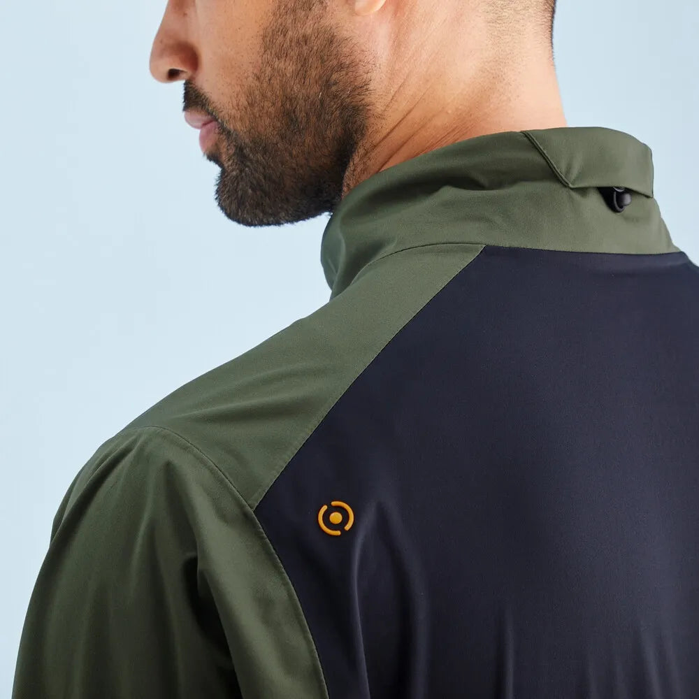 Impervious Men's Colour Block Waterproof Jacket - Dark Olive/Black