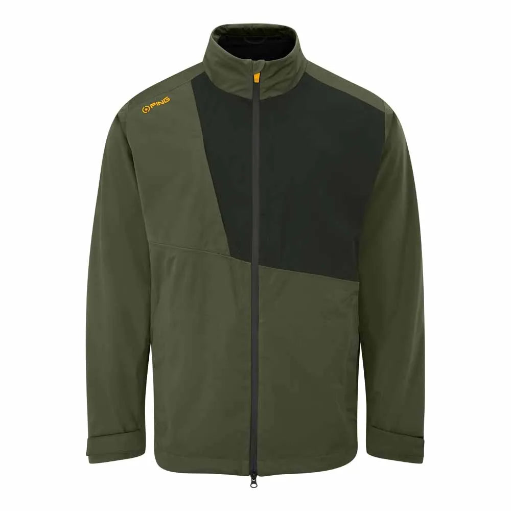 Impervious Men's Colour Block Waterproof Jacket - Dark Olive/Black