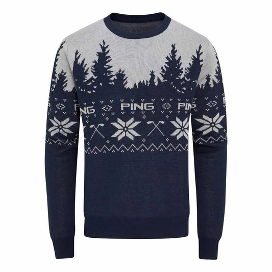 Festive Mr. PING Christmas Jumper - Oxford Blue/Pearl Grey