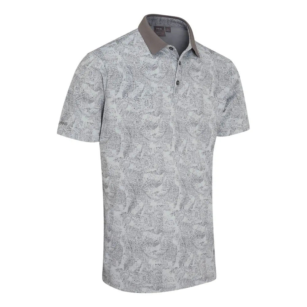 Jared Men's Printed Polo Shirt - Pearl Grey/Rock